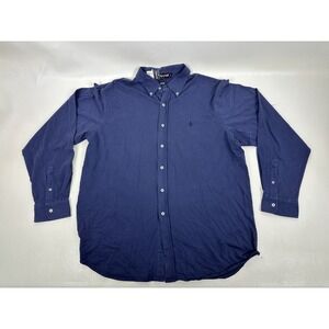 Ralph Lauren Button Down Long Sleeve Shirt Blue SOFT Men's XL BIG Striped Tag